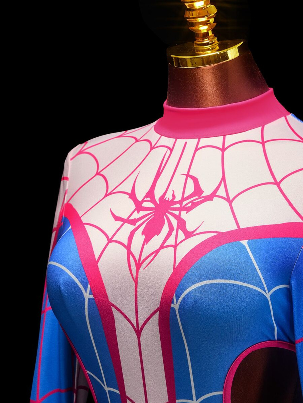 Spider Girl, Spider Woman, Blue & Pink Superhero Sexy Bodysuit Cosplay Outfit XL
